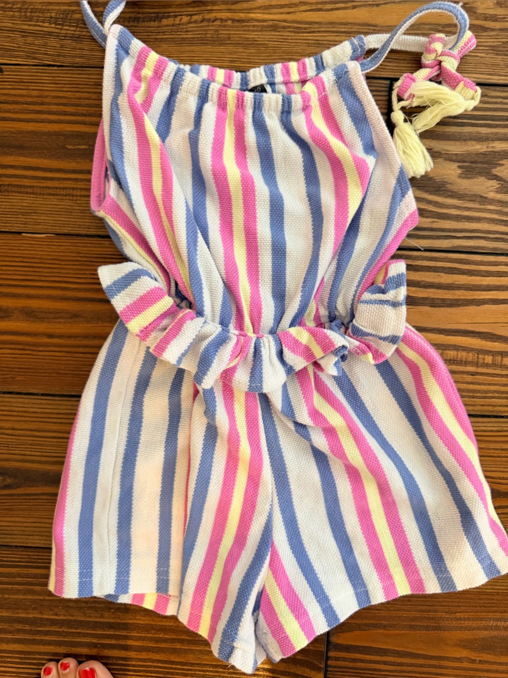 Vince Camuto Girls Striped Pink Blue Cream Romper